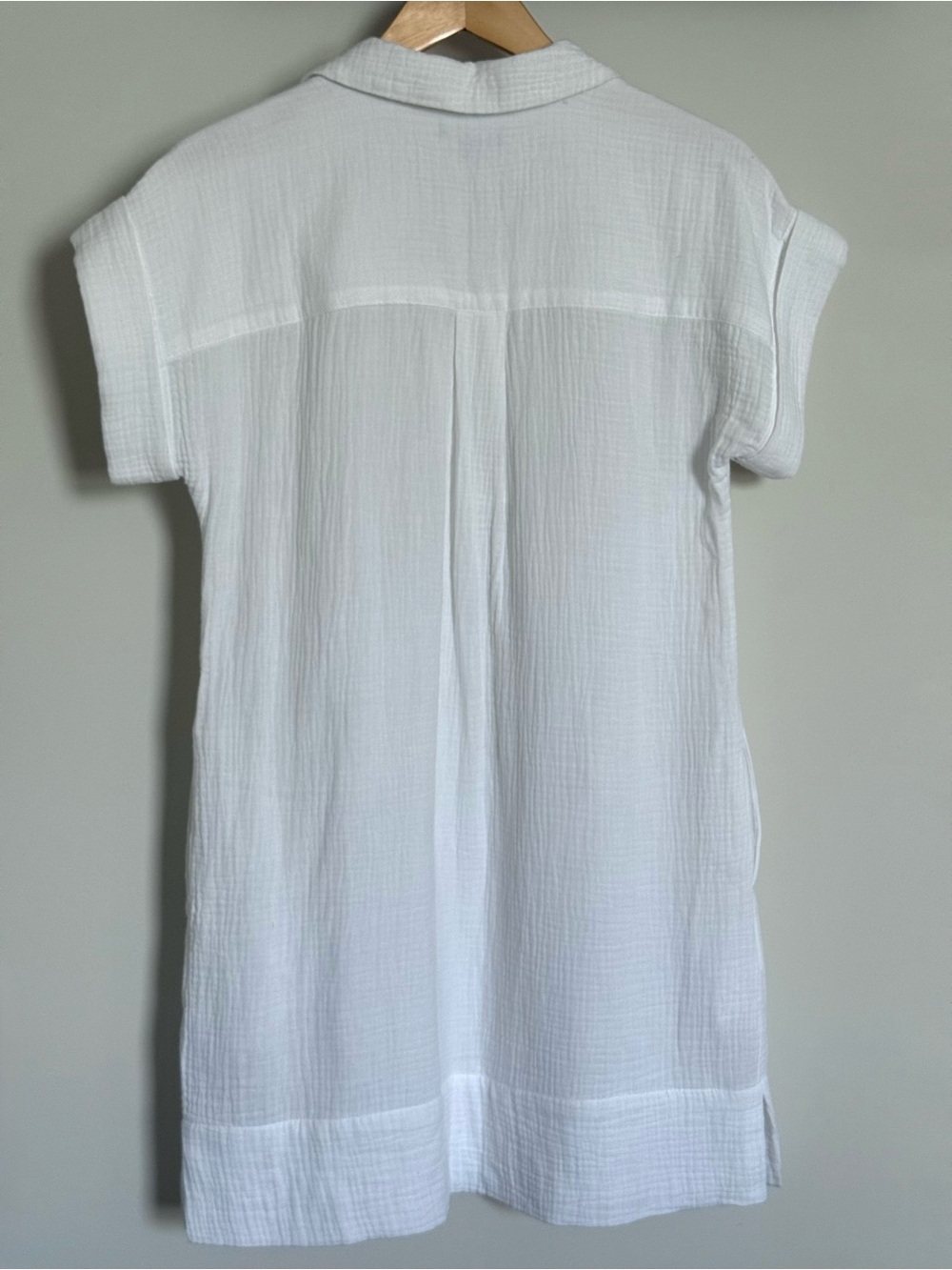 J. Crew V-neck Short Sleeve Soft Gauze Cotton Shirt Dress White Pockets Medium - Picture 5 of 16